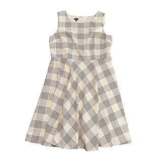 Talbots White & Black Stitched Checked Sleeveless Sheath Career Dress NWT